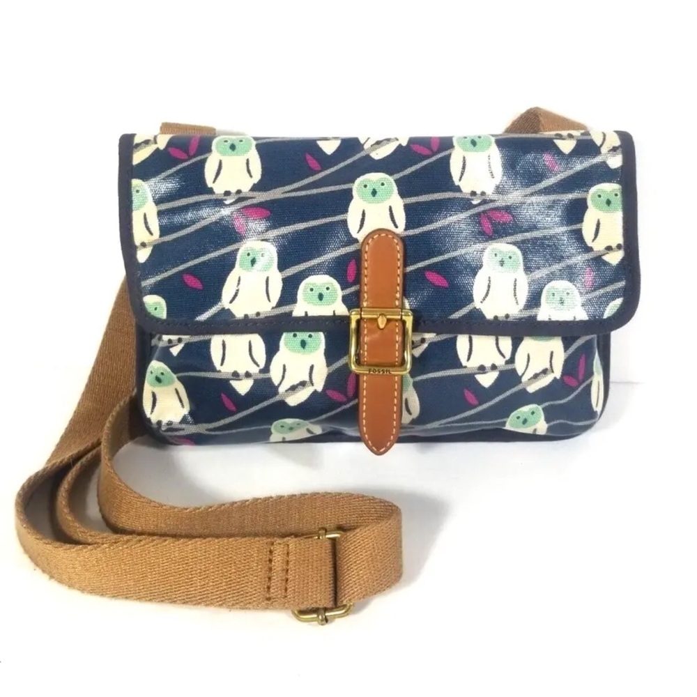 Fossil Keyper Barn Owl Crossbody Bag with Slim Crossbody Purse PVC Coated
